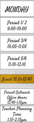 Schedule for Monday